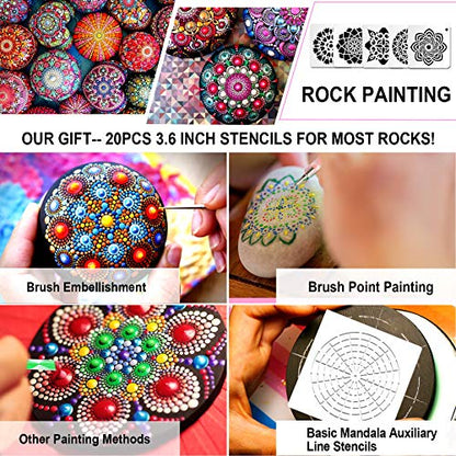 58PCS Mandala Dotting Tools Set with a Blue Zipper Waterproof Storage Bag for Painting Rocks