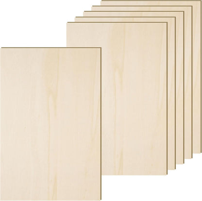 6 Pack 10.7 x 7 x 1/4 Inch-6mm Thick Basswood Sheets for Crafts Unfinished Plywood Sheets Rectangular Wood Panel Boards for DIY Laser Project, Wood Burning, Engraving, Architectural Models, Staining
