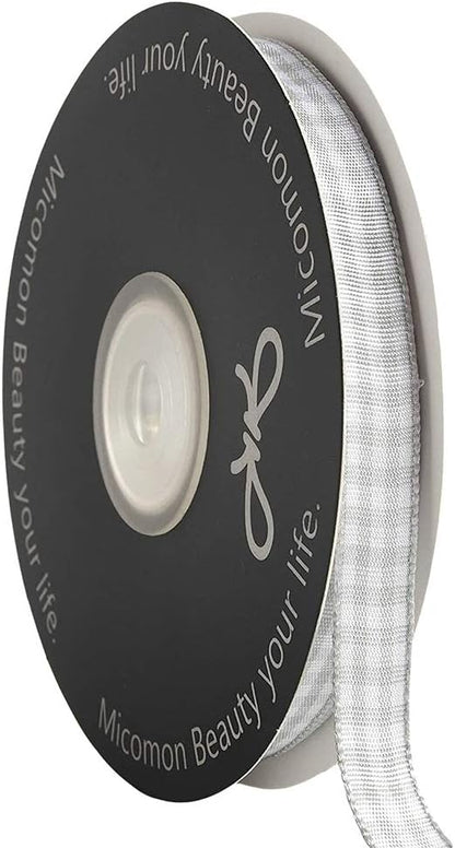 Gray Gingham Plaid Checked Ribbon 25 Yards Each Roll 100% Polyester (3/8",Gray) - Crafty Corner