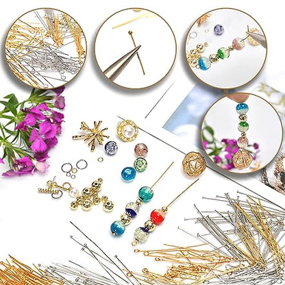 150pcs 18K Gold Filled Flat Head Pins Non Tarnish Craft Earring Bracelet Jewelry Making Accessories Supplies (150 Count)