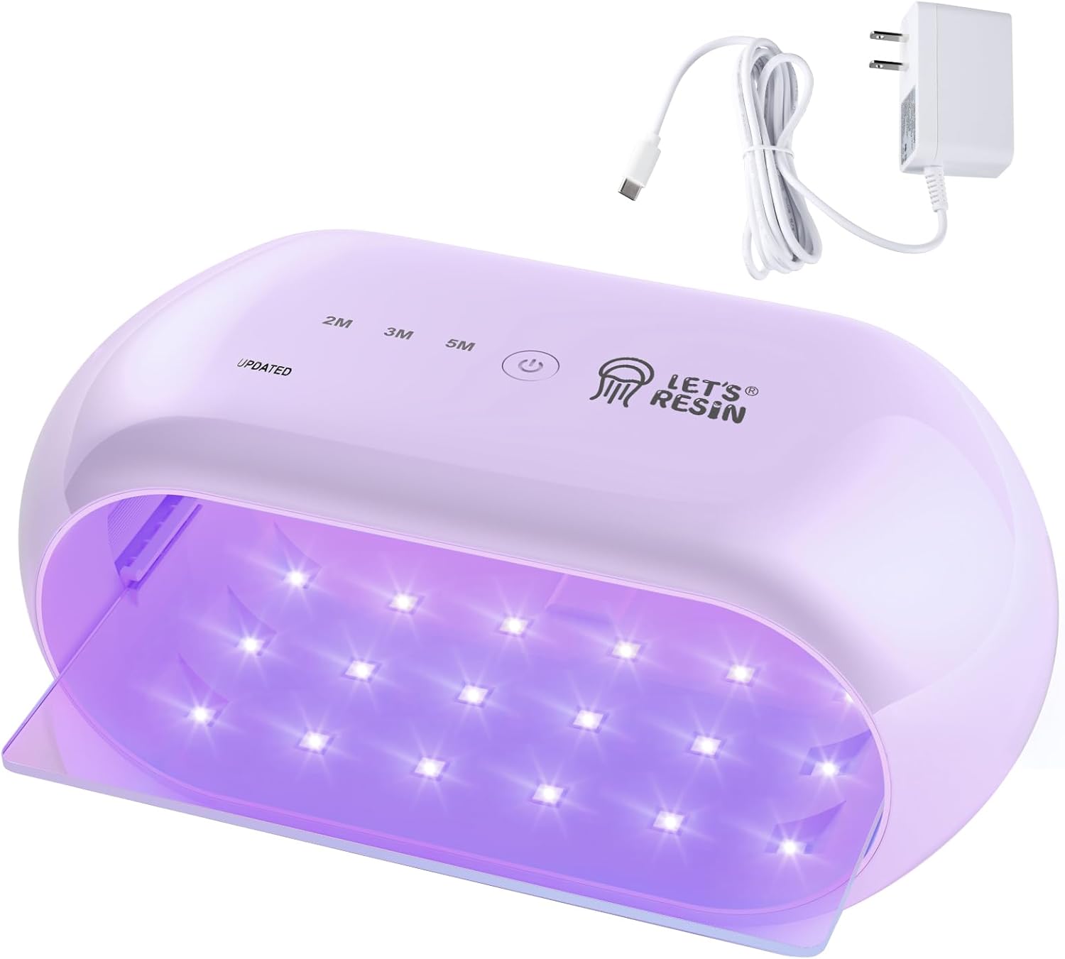 LET'S RESIN UV Light Advanced,Two-Sided Longer time Setting(2m,3m,5m) UV Lamp with Single Head Adapter, Large Size 36 Beads LED UV Light for Resin Curing,Resin Molds,DIY Craft Decor(Purple) - Crafty Corner