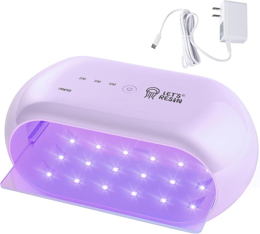 LET'S RESIN UV Light Advanced,Two-Sided Longer time Setting(2m,3m,5m) UV Lamp with Single Head Adapter, Large Size 36 Beads LED UV Light for Resin Curing,Resin Molds,DIY Craft Decor(Purple) - Crafty Corner
