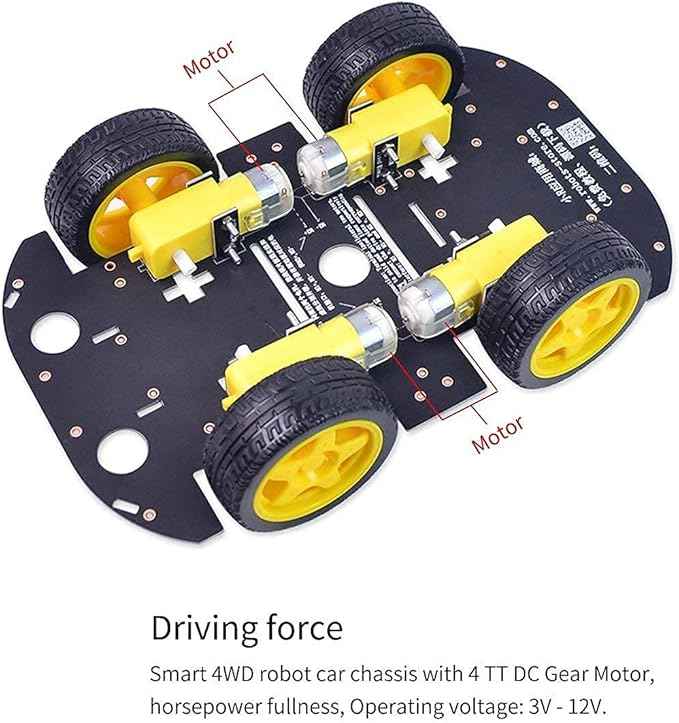 Robot Chassis 4WD Robot Car Smart Chassis Kit with 4 TT Motor for Arduino/Raspberry Pi/Jetson Nano, Smart Robotic Car Chassis DIY Learning Kit