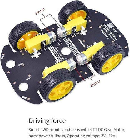 Robot Chassis 4WD Robot Car Smart Chassis Kit with 4 TT Motor for Arduino/Raspberry Pi/Jetson Nano, Smart Robotic Car Chassis DIY Learning Kit