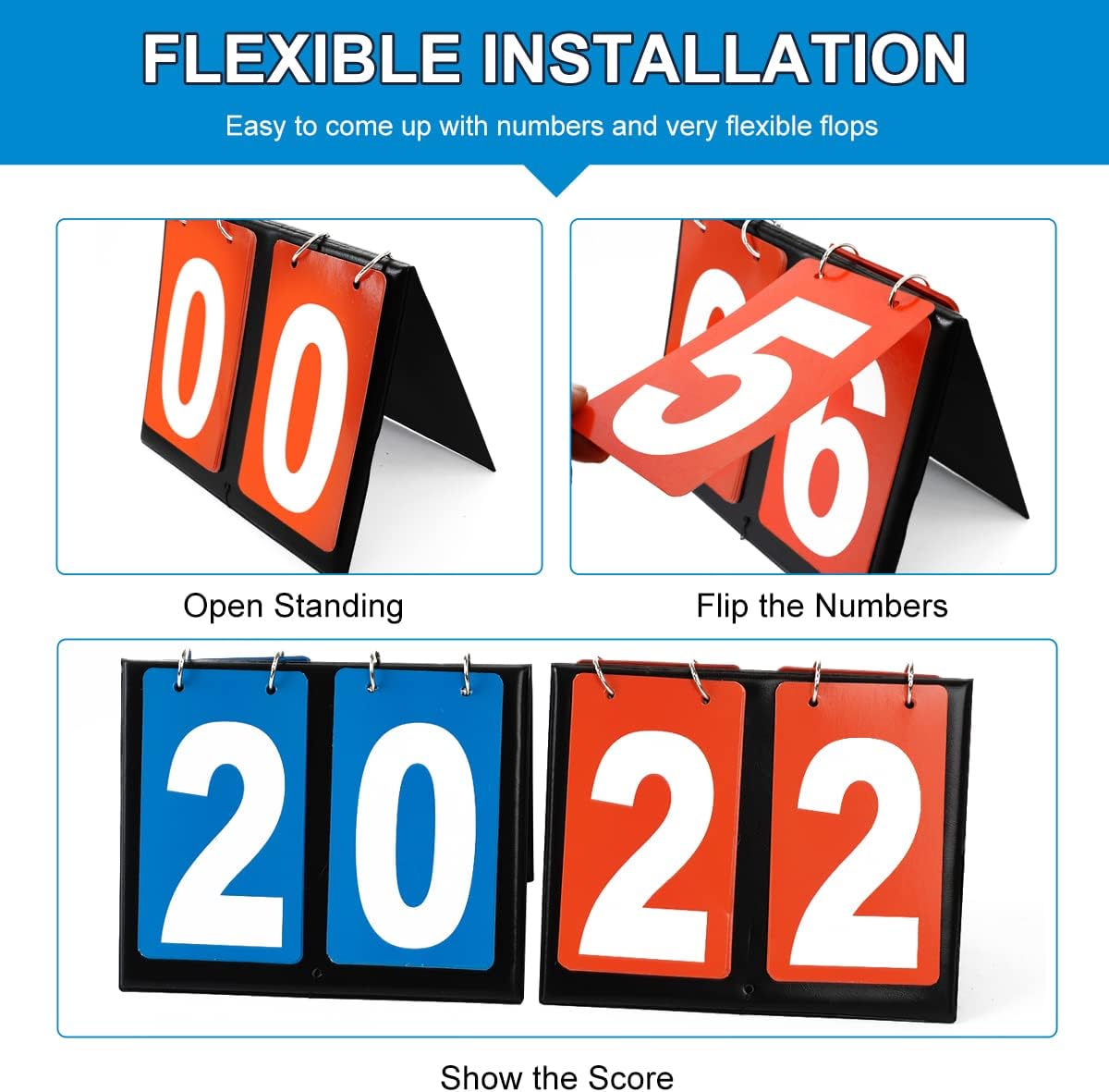 Portable Table Top Scoreboard Flipper, Multi Sports Score Flip Scoreboard Score Keeper