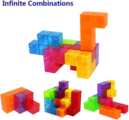 Magnetic Soma Cube Block- Children's Educational Toys Magnetic Tiles for Kids Stress Relief Toy Puzzle Cubes to Develops Intelligence, Ideal for Birthday Gifts (Crystal)