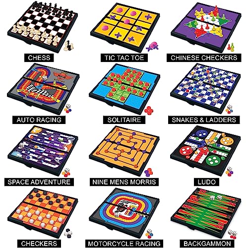 Magnetic Board Travel Games for Kids (12 Count)