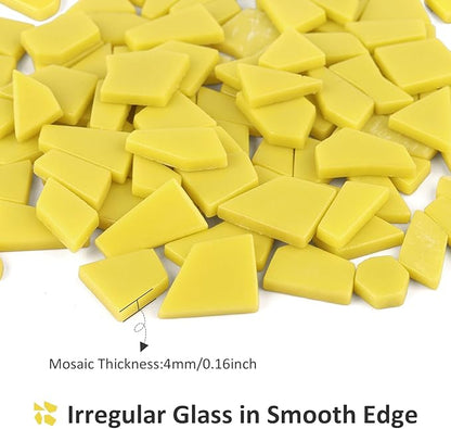 Youway Style Yellow Glass Mosaic Tiles for Crafts Bulk,200g Broken Glass Pieces for DIY Fall Mosaic Art Decor,Garden Mosaic Supplies