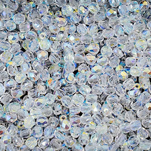 100pcs Faceted Fire Polished Pressed Czech Glass Beads 3mm (100 Count)