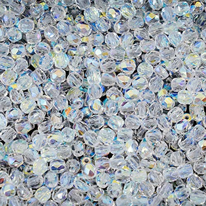 100pcs Faceted Fire Polished Pressed Czech Glass Beads 3mm (100 Count)