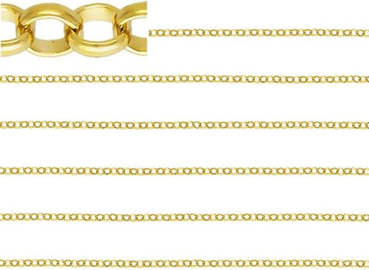 Adabele 2 Feet Real 1/20 14K Gold Filled Unfinished Rolo Belcher Cable Chain Link 1.25mm (0.05 Inch) Thin Small Bulk Non Tarnish for DIY Craft Jewelry Making KG2-A1