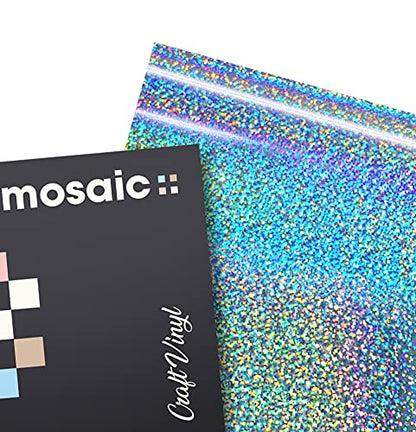 Mosaic+ Silver Holographic Glitter 1ft x 5ft Crafting Vinyl Crinkle (5 Sq Ft)
