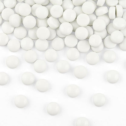 Artspac Glass Mosaic Tiles for Crafts Bulk,150g Round Mosaic Glass Pieces,White Mosaic Tiles for DIY Garden Crafts Supplies, Crafts Ornaments