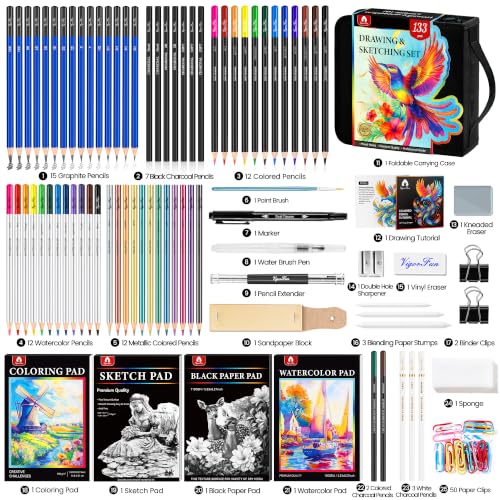 133 PCS Art Supplies Sketching Kit (133 Count)