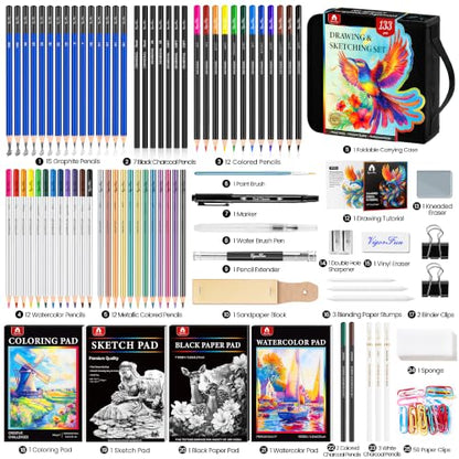 133 PCS Art Supplies Sketching Kit (133 Count)