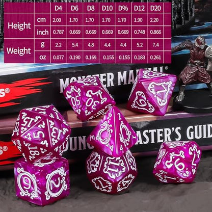 Polyhedral Dice with Engraved Designs & Drawstring Pouch (182 Count)