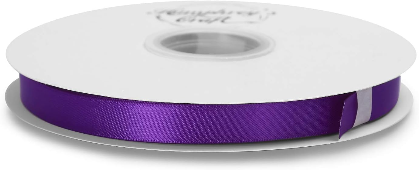 Humphrey's Craft 1/2 Inch Purple Double Faced Satin Ribbon - 50 Yards Variety of Color for Crafts Gift Wrapping DIY Bows Bouquet Decoration Sewing Christmas Tree Wedding and Invitation Card. - Crafty Corner