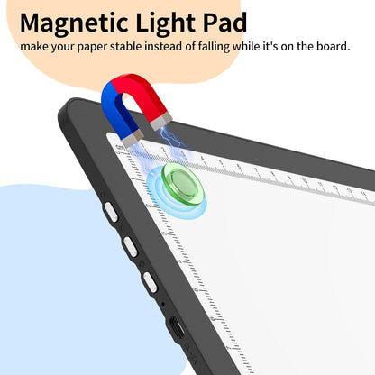 Elice Magnetic A4 Light Board with Bag for Diamond Painting, Tracing LED Light Box with Side Buttons, Super Bright Diamond Art Light Pad, Light Table for Drawing, Sketching, Weeding Vinyl - Black