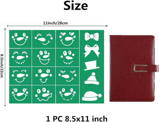 JAJADO 19pcs Christmas Stencils Chalk Paste Paint Set with Mini Squeegees, Self Adhesive Silk Screen Stencils Xmas Screen Print Mesh Transfer for Painting on Wood, Fabric, Glass, DIY Christmas Decor