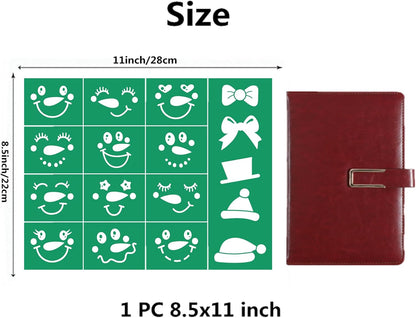 JAJADO Snowman Face Small Christmas Stencil Silk Screen Transfers Xmas Joy Screen Print Stencil Holiday Self Adhesive Silk Screen Stencils for Crafts on Wood, Fabric, Glass, Mug, DIY Christmas Decor