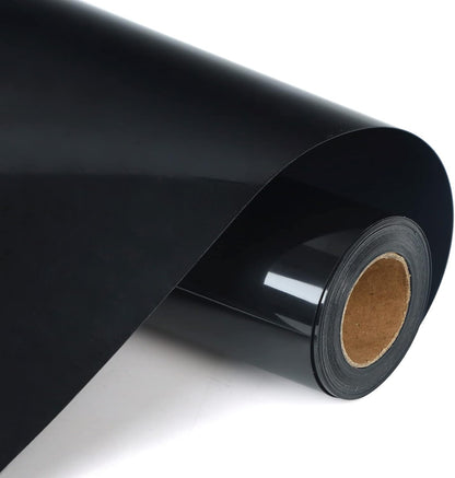 RENLITONG Black HTV Iron on Vinyl 12Inch by 10ft Roll Heat Transfer Vinyl for T-Shirt HTV Rolls for All Cutter Machine - Easy to Cut & Weed for Heat Transfer Design