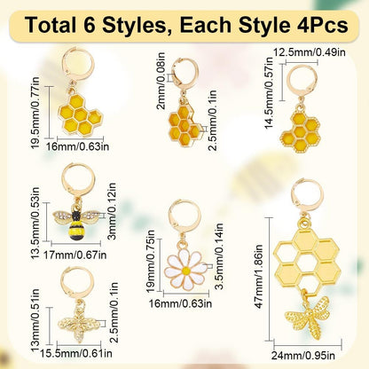 SUNNYCLUE 1 Box 12Pcs Bee Charms Knitting Stitch Markers Cute Removable Clip on Bracelets Charm Daisy Flowers Charms Lobster Claw Clasps Crochet Stitch Markers for DIY Knitting and Crocheting Sewing