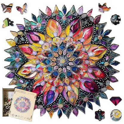 Wooden Puzzles for Adults Diamond Mandala 200 Pieces 11.1x11.2 in (200 Count)