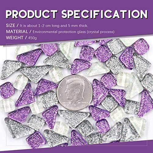 1 Pound Sliver + Purple Shine Crystal Series Mosaic Tiles Assortment Kit