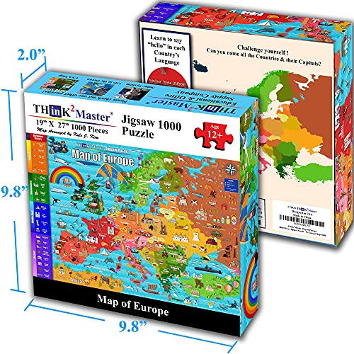 Colorful Map of Europe 1000 Pieces Jigsaw Puzzle for 13+
