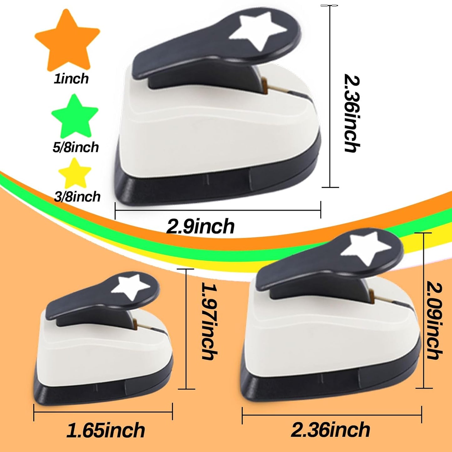Star Hole Punch, Star Punch, Star Paper Punch, Star Hole Puncher, Star Puncher for Crafts, Star Lever Punch, 1 inch Craft Punch, 5/8 inch Hole Punch Shape, 3/8 inch Paper Punch for Crafting - Crafty Corner