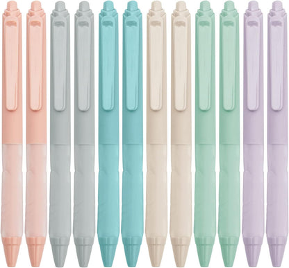 Linbsunne Ballpoint Pens Medium Point 1mm Black Pen with Super Soft Grip Ball Point Pen for Men Women Retractable Pens (12-pack)