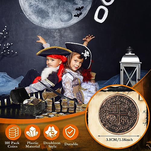 100 Pcs Plastic Pirate Coins for Treasure Chest Party Favors (100 Count)
