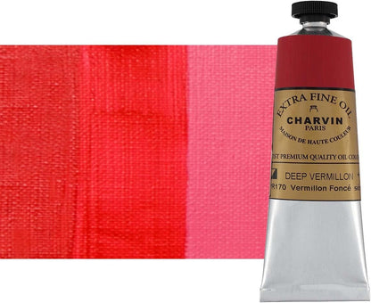Charvin Extra Fine Oil Paint, Vermilion Deep 60 mL - Triple-Milled, Rich Texture, Poppy Oil-Based, Light-Fast, Handmade, Archival Quality
