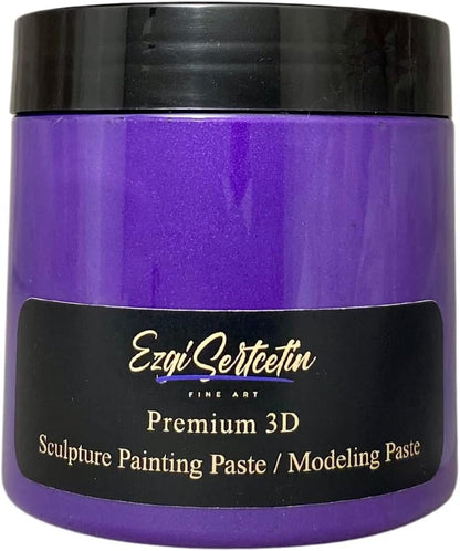 3D Sculpture Painting Paste|Texture Paste|Decorative Plaster|Ready to Use|Unique Colors|Ideal for Artwork|Stencil|Flowers|Texture|Art Relief|New Formula| 6 oz (Metallic Purple)