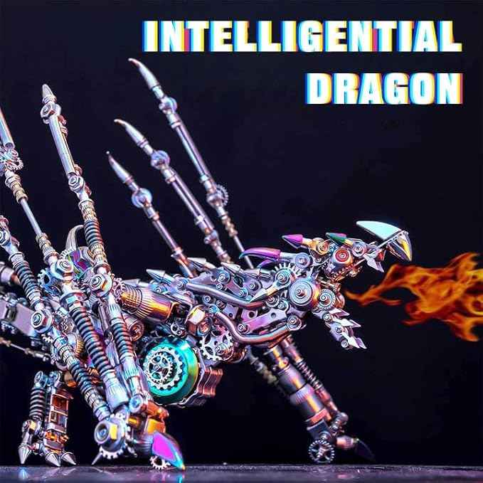 Metalkitor Western Dragon 3D Metal Puzzles for Adults, Wyvern Assembly Model Kit, Jigsaw Crafts Brain Teaser Cyberpunk DIY Ornament, Perfect Room Decor and Gifts(1300+PCS)