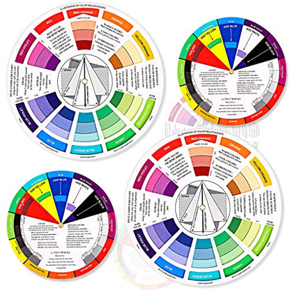 4 Pcs Color Wheel Paint Mixing Learning Guide Art Class Teaching Tool (4 Count)