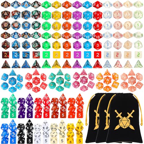210 Pcs Dice Sets Bulk with Drawstring Bag Polyhedral Dice Sets Multi Role Playing Table Game D4 D6 D8 D10 D% D12 D20