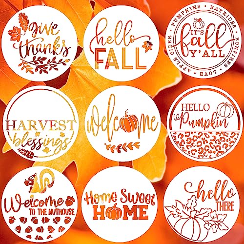 Fall Stencils for Painting on Wood 12" Thanksgiving Round Stencils (9 Count)