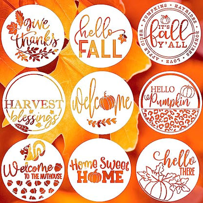 Fall Stencils for Painting on Wood 12" Thanksgiving Round Stencils (9 Count)