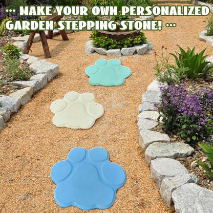 Set of 1 Large Paw Print Stepping Stones Mold Pavers for Outside Walkway