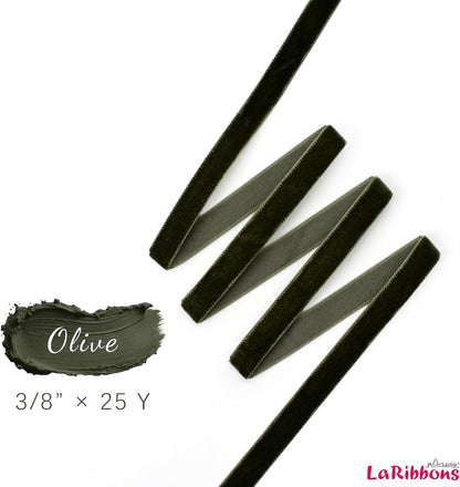 LaRibbons Thin Velvet Ribbon 3/8 Inch x 25 Yards, Moss Green Velvet Ribbon for Christmas Tree, Gift Wrapping, Wreath Bow, Outdoor Decoration - Crafty Corner