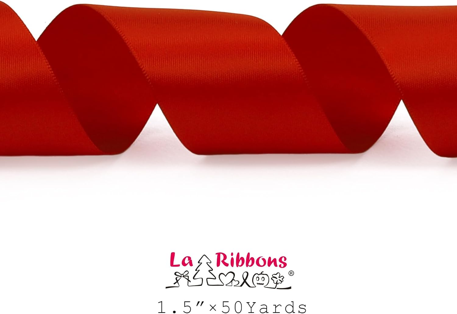 LaRibbons 1 1/2 Inch 50 Yard Double Faced Satin Ribbon,Red Satin Craft Fabric Ribbon for Gift Wrapping Floral Bouquets Wedding Party Decoration - Crafty Corner