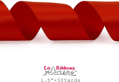 LaRibbons 1 1/2 Inch 50 Yard Double Faced Satin Ribbon,Red Satin Craft Fabric Ribbon for Gift Wrapping Floral Bouquets Wedding Party Decoration - Crafty Corner