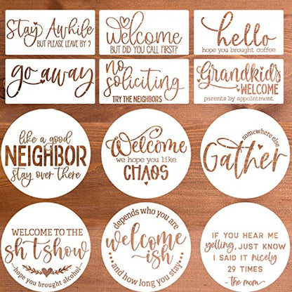 Welcome Stencils for Painting on Wood Funny Sarcastic Stencil 12"
