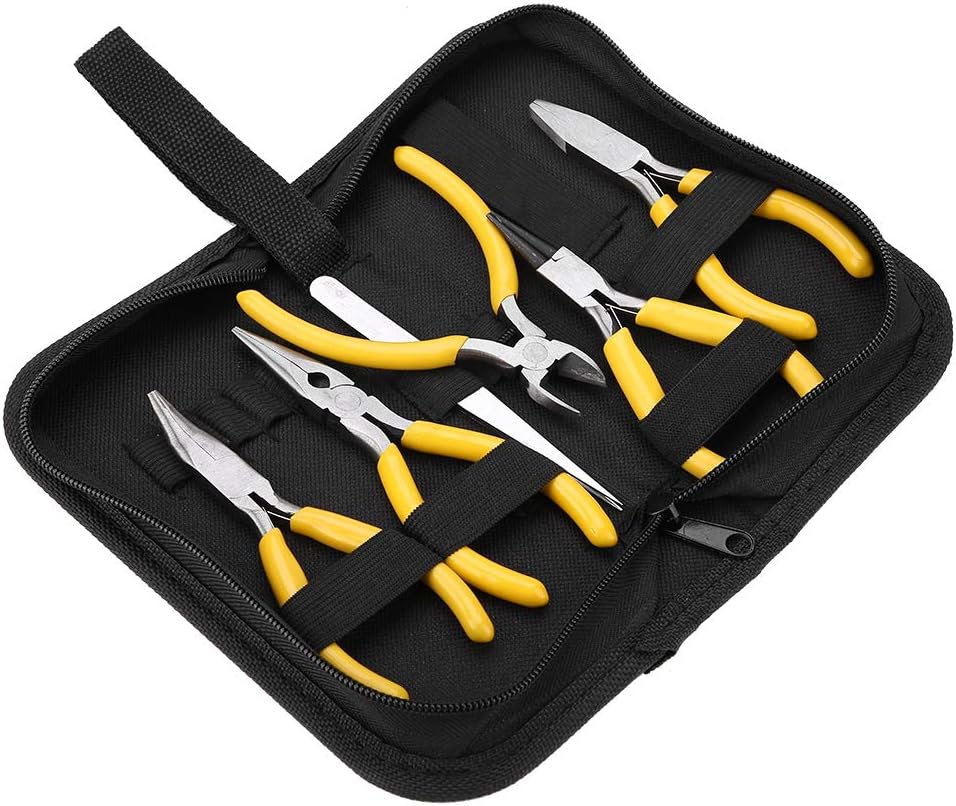 Jewelry Pliers, 5Pcs Professional Jewelry Pliers Tools Kit Includes Round Nose Pliers, Bent Nose Pliers, Needle Nose Pliers, Flat Nose Pliers for Jewelry Beading Repair Making - Crafty Corner