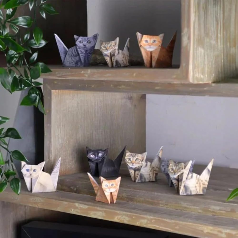 Paper Cat, Paper Cat Origami,50 DIY Origami Foldable Cute Cat Figurines Fun Craft Activity, Desktop Decor, and Gifts for Cat Lovers - Crafty Corner