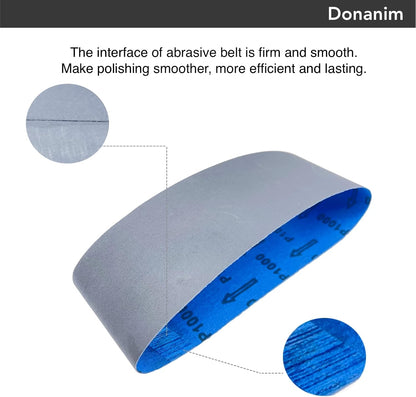 Sanding Belts 3 x 21 Inch Silicon Carbide Sander Paper - 4 PCS Each of 600, 800,1000 Fine Grits Assortment Kit for 3X21 Belt Sander, 12-Pack (3x21 inch)