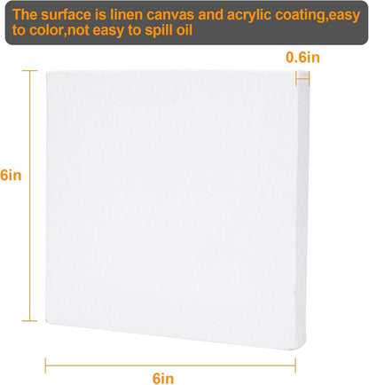 CertBuy Stretched Canvas 6 x 6 inch, 24 Pack 100% Cotton Blank Canvas Board for Painting, Acrylic Paint, Oil Paint and Wet Art Media