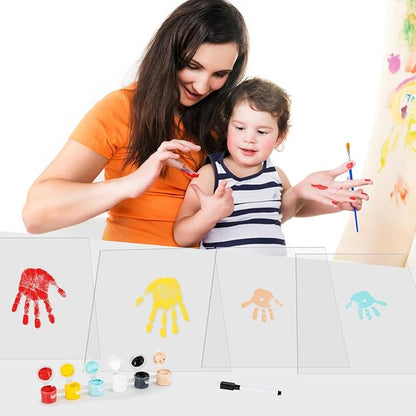 Family Handprint Kit, DIY Baby Hand Print Kit-Father's Day Gift - New Parent Gifts Ideas Hand and 4 Sheets Footprint Keepsake with Baby-Safe Paint(Black)