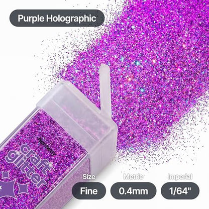 Craft Glitter Shaker Purple Holographic 130g Fine (4.6 Ounce)